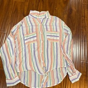 SO cover up blouse, multi pastel colors